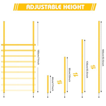 Agility Training Set with 3 Adjustable Speed Hurdles, 6 Poles, 1 Ladder, 12 Soccer Cones and Jump Rope, Footwork and Coordination Equipment for Soccer, Football, Basketball, Youth and Adults