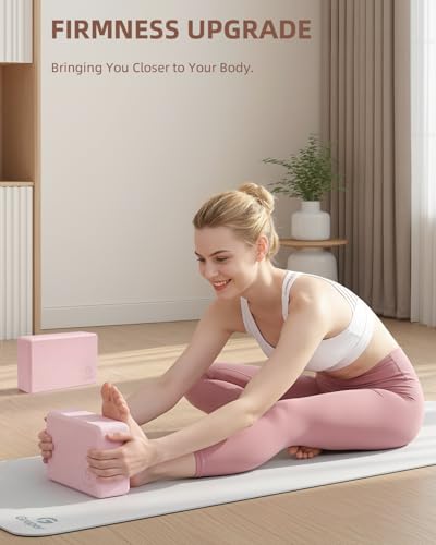 Gruper Yoga Blocks 2 Pack, 9"x6"x3" Exercise Blocks High-Density EVA Foam Blocks with Soft Non-Slip Surface, Lightweight Yoga Props for Yoga Pilates Meditation & Stretching - color: Light Pink