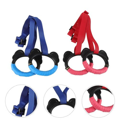 ’s Gymnastic Rings Set 2 Pairs with Adjustable Straps, Sturdy Plastic Pull-up Rings for Indoor Fitness and Exercise Training at Home