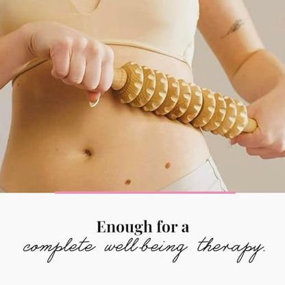 Tuuli Accessories - Wooden Massage Roller, Multi-Functional Body Roller for Cellulite, Muscle Tension and Skin Health Support, Natural Massager for Women and Men
