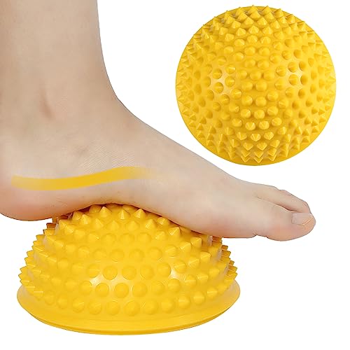 Hedgehog Balance Pods, Foot Massage Half Ball Balance Pods Spiky for Kids Adults Sports, Foot Massage, Stability Training(Yellow)