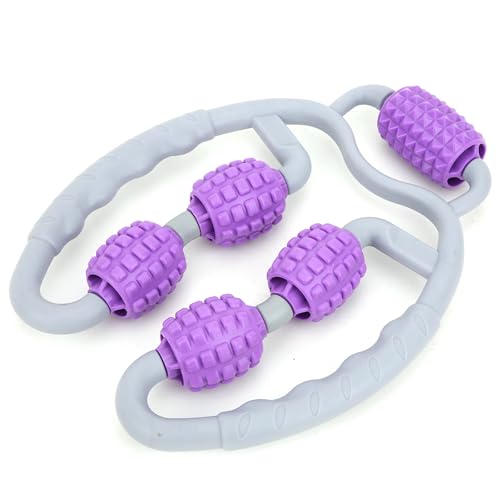 Wheels Muscle Roller, 10in Clamp Leg Massager Handheld 360 Degree All Surrounded Massage Relax Calf Yoga Fitness Equipment for Leg Arm Muscle (Purple Leg Massager)