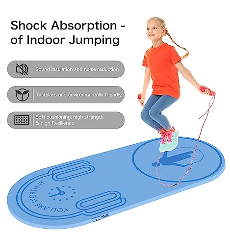8/20/30mm Jump Rope Mat Fitness Exercise Mat Durable, Non-Slip, Workout Mats with Jump Rope & Carrying Bag for Home Gym Flooring (55"x 24")