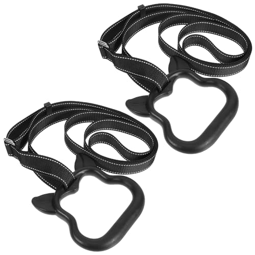 MAGICLULU Gymnastics Rings Set with Adjustable Straps, Sturdy Black Pull-up Exercise Hand Grips for Fitness Training and Muscle Building, 1 Pair (1 Meter Folded Length) for Home Workout