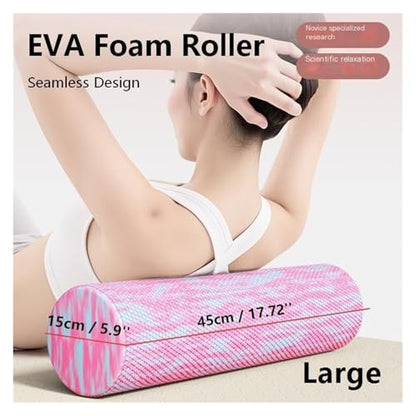 EVA Foam Roller - Beginner-Friendly Solid Textured Massage Roller for Muscle Relaxation, Back Rolling & Fascia Release - Yoga Fitness Tool(Pink Mix,Large) - color: Pink Mix, size: Large