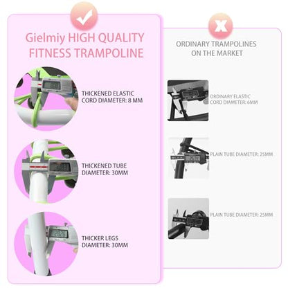 Newan 48'' Fitness Trampoline with Adjustable Handle Bar, Silent Trampoline Bungee Rebounder Jumping Cardio Trainer Workout for Adults - Max Limit 330 lbs - color: Green