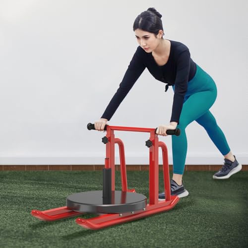 Kipika Weight Sleds for Training, Push-Pull Football Sled, Adjustable Height Handle, Heavy Duty Steel Frame Drills Sled Prowler for Running Speed, Strength, Designed for 1" & 2" Weight Plates