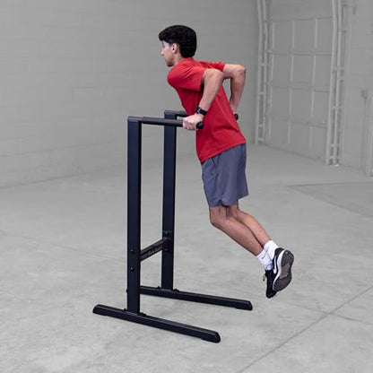 Body-Solid (GDIP59B) Dip Station - Heavy-Duty Steel Dip Bars with Slip-Proof Grips - Adjustable & Stable Pull-Up Stand for Strength Training - Powder Coated Fitness Equipment, Black