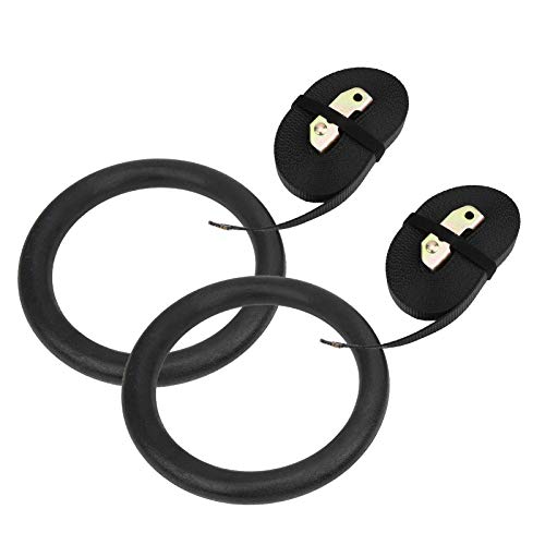 Drfeify Gymnastics Rings with Adjustable Straps, Black, 9.3 Inch Diameter, Polyester and ABS Material, for Strength Training