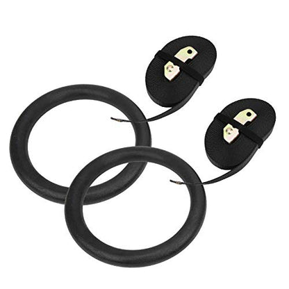 Drfeify Gymnastics Rings with Adjustable Straps, Black, 9.3 Inch Diameter, Polyester and ABS Material, for Strength Training