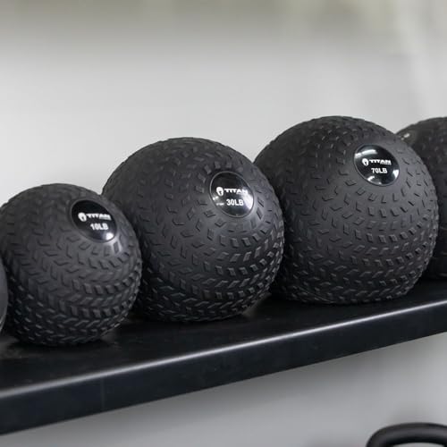 Titan Fitness Rubber Tread Slam Ball, Dead Bounce, Weight Workout - Throw, Catch, Slam, Twist - style: 20 lb
