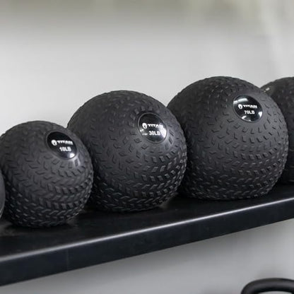 Titan Fitness Rubber Tread Slam Ball, Dead Bounce, Weight Workout - Throw, Catch, Slam, Twist - style: 60 lb