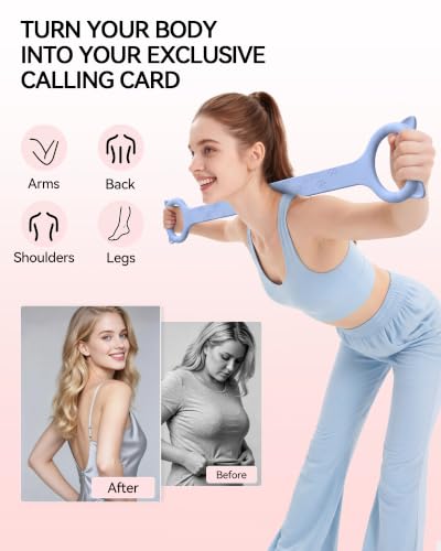 Figure 8 Resistance Bands with Handles, Upgraded Silicone 8-Shaped Exercise Band for Women,Stretch Bands Set for Exercise Arms Back Legs Pilates Yoga