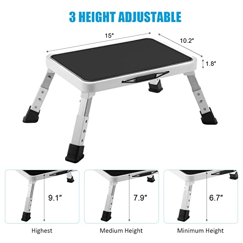Folding Step Stool, Height-Adjustable Step Stool with Non-Slip Platform, Step Ladder for Adults or Kids in Kitchen, Home, 330 Lbs Capacity