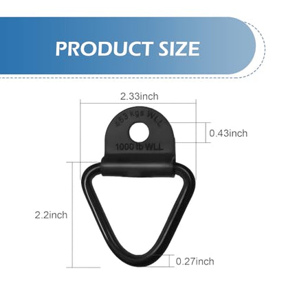 4 PCS V-Ring Tie Down Anchor, Heavy Duty Steel Truck Bed Tie Down Anchors Pickups Rail Accessories, Multifunctional Cargo Control Surface Fixed Hooks, Universal Cars Off-Road Vehicle (Black)