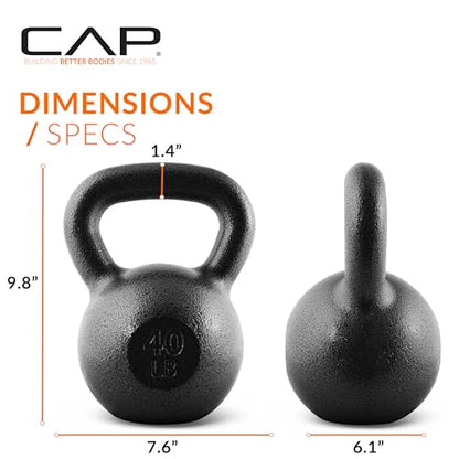 CAP Barbell Cast Iron Kettlebell - Singles and Sets, Multiple Weight Choices - size: 40 pounds