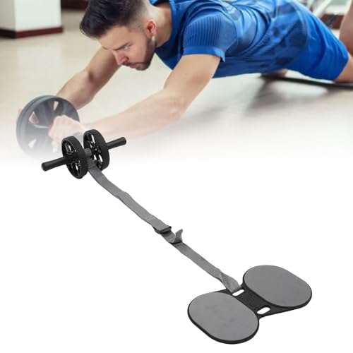 Alomejor Ab Wheel Roller, Dual Wheel Auto Exercise Equipment with Knee Pad for Home Gym Core Workout Strength Training