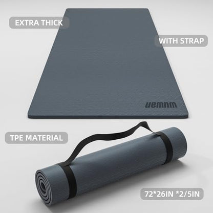 10 mm Yoga Mat 72"x26" TPE Non-Slip Exercise Mat 0.4" Thick, Easy-to-Carry Fitness Mat for Yoga, Pilates & Workout, Professional Mat, Made with Recyclable Material, Durable, Easy to Clean - color: Blue