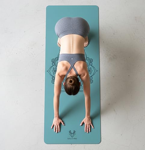 4.5mm Non Slip Yoga Mat with Strap, PU Top & Rubber Base Exercise Mat for Yoga, Pilates, Hot Yoga, Fitness, Stretching & Home Workout