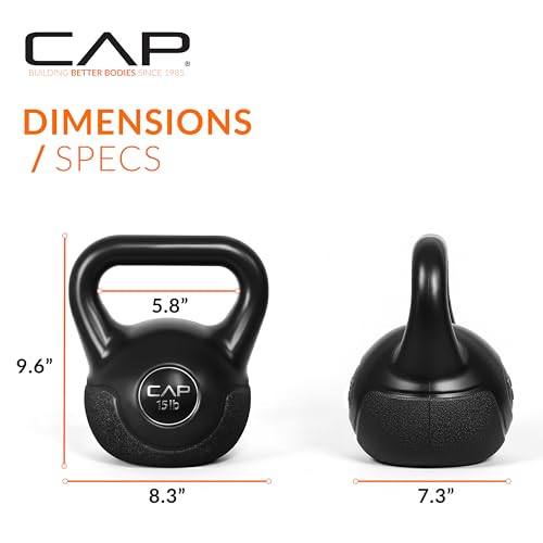 CAP Barbell 45 LB Cement Kettlebell Set – 10 lb, 15 lb & 20 lb Vinyl-Coated Kettlebells for Strength Training, Cardio, Cross Training & Home Gym Workouts