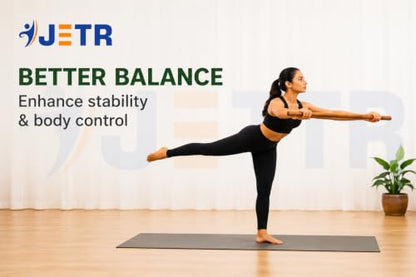 JETR™ StretchNHeal Collapsible Wooden Yoga Stick – Regular & XL | Posture Corrector, Mobility & Stretching Stick, Exercise & Workout Pole for Flexibility, Balance & Rehab