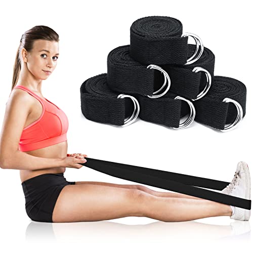 6 Pcs Yoga Strap for Stretching 8 Ft Yoga Exercise Adjustable Straps Bands with Safe Adjustable D Ring Buckle for Pilates Gym Workouts Fitness Improves Sitting Posture