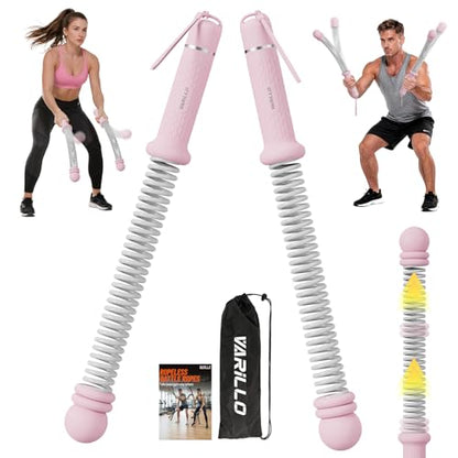 Ropeless Battle Ropes for Home Gym, Portable Cordless Weighted Battle Rope - size: Adjustable Pink