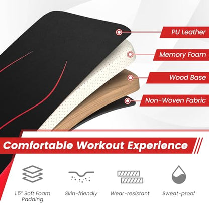 GYMAX Sit up Bench, Folding Adjustable Workout Bench for Ab Exercise, Curved Incline/Decline Slant Bench, Foldable Strength Training Weight Bench, Situps Abs Workout Equipment