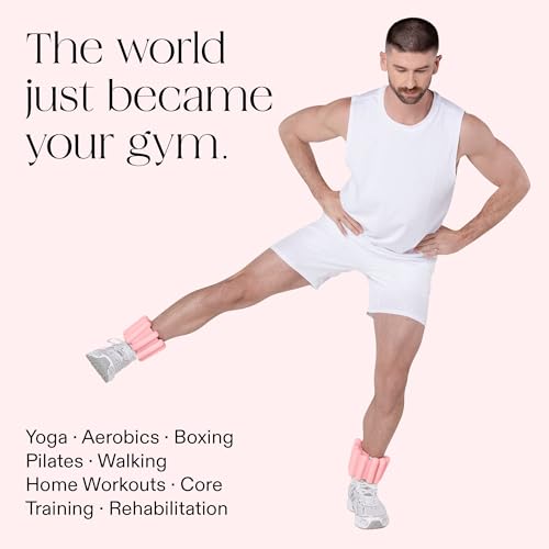Bala Bangles Wrist & Ankle Weights for Women & Men, Home Gym Equipment - color: Blush, size: 3 LB