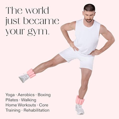 Bala Bangles Wrist & Ankle Weights for Women & Men, Home Gym Equipment - color: Blush, size: 3 LB