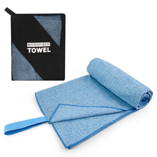 Quick Dry Body Towel for Travel,Fast Drying Lightweight Backpacking Hiking Beach Large Swimming Pool Yoga Mat Camping Towel(Blue, 1 Pack XL(31.5X70 Inch)