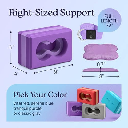 Deep-Zen® Yoga Blocks Wrist Support; Yoga Blocks 2 Pack with Knee Pads and Strap to Put Less Weight on Wrists; Durable, Versatile Yoga Brick Exercise Block Set, Blocks Yoga - color: Purple