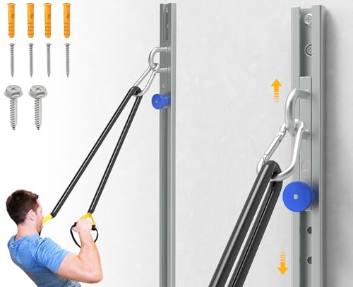 Galvanized Wall-Mounted Anchor Fitness System - Adjustable, Multi-Functional, Space Saving Home Gym Solution for Strength Training,Adjustable Workout Wall Anchor System Blue