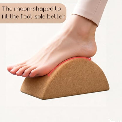 HiSnug Cork Calf Stretcher Foot Rocker - Half Moon Yoga Block for Plantar Fasciitis, Recovery Ankle Stretcher Balance Blocks Leg Muscle Strength Traning Sports Workout Equipment, Anti-Slip
