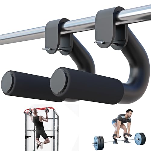 Neutral Grip Handles for Pull Up,1000 lbs Heavy Duty Steel Pull Up Handles,Ergonomic Portable Hooks for Barbell Row Deadlift Resistant Bands for Home Gym Fitness Enthusiasts-2 Pack