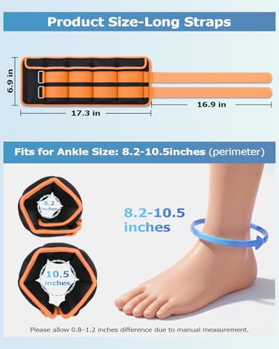 Fragraim Adjustable Ankle Weights 1-3/4/5/6/8/10/12/15/20 LBS Pair with Removable Weight for Jogging, Gymnastics, Aerobics, Physical Therapy - color: orange - double buckle, style: 10 lbs each( 20 lbs pair)