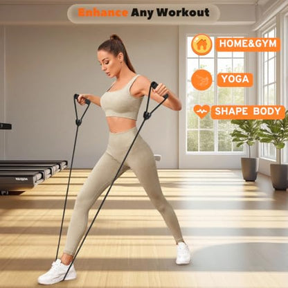 1 Pair Stepper Resistance Bands with Handles & Connecting Strap – Workout & Exercise Bands for Strength Training, Muscle Toning, Home Gym Fitness Equipment