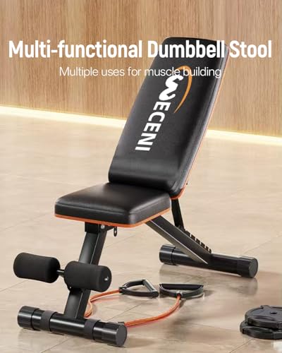 Adjustable Weight Bench,Adjustable weight bench, Multi-Functional Foldable workout Bench Press with 660 LBS Capacity, Strength Training Equipment gym for Home, Full heavy duty fitness bench gym at home.