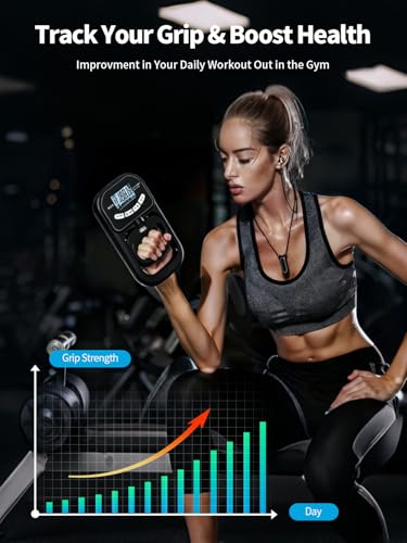 Saicefe Grip Strength Tester Trainer Electronic Hand Dynamometer of 396lbs/180kg & Grip strengthener with Adjustable Resistance for Sports Home Gym with Digital Display Precision Training for Rehab Fitness