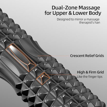 Foam Roller with Stand - Bracket Foam Roller for Back Pain, 21 inch Trigger Point Deep Tissue Massage Roller, Medium Density Grid Bracket Foam Rollers, Leg Roller for Muscles Deep Tissue - color: Black