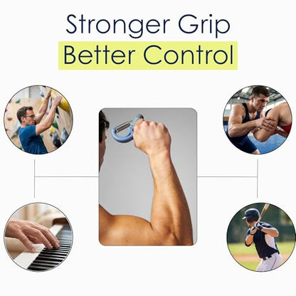 EQYP Hand Grip Strengthener Set Adjustable Resistance – Forearm & Finger Exerciser Kit, Light Medium Heavy, Includes Counter Grip & Donut Squeeze Balls for Strength Training & Home Use - color: Mid Blue – Hand Grip