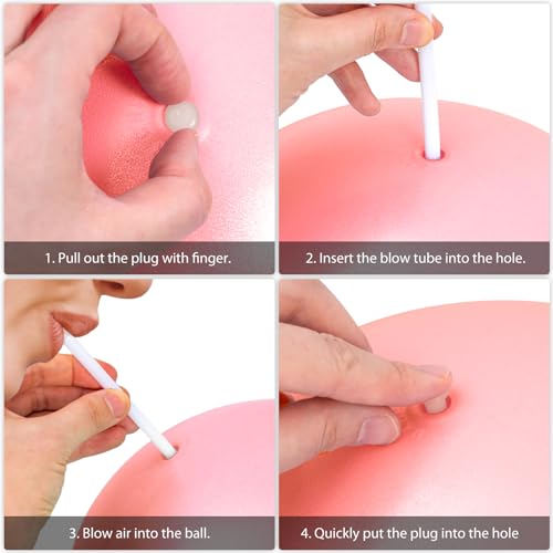 Cikyner Soft Pilates Ball, 9 Inch Small Exercise Ball with Inflatable Straw - color: Light Pink