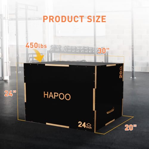 Plyo Box 3 in 1 Box Jumps for Home Gym 30"x24"x20" Wooden Plyometric Jump Box for Jumping Conditioning Strength Training