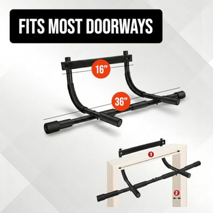 3-in-1 Pull Up Bar for Doorway – Multi-Function Home Gym with Push-Up Handles & Ab Straps, Heavy Duty Steel Chin-Up Bar, No-Screw Door Frame Workout Equipment for Pull-Ups, Dips, Sit-Ups