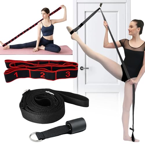 Danzcue Ballet Stretch Strap Set – Professional Dance Flexibility Trainer with Door Anchor, Extra Long Non-Slip Stretching Bands for Ballet, Jazz, Contemporary & Gymnastics