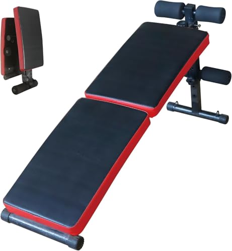 Folding Sit Up Bench, Adjustable Workout Bench for Ab Exercise, Curved Incline/Decline Slant Bench, Strength Training Weight Bench, Situps Abs Workout Equipment