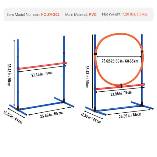 Happybuy Dog Agility Training Equipment, 4 PCS Set - Adjustable High Hurdles and Jump Ring, Puppy Obstacle Course Jump Starter Kit with Poles Storage Bag for Backyard, Indoor, Outdoor
