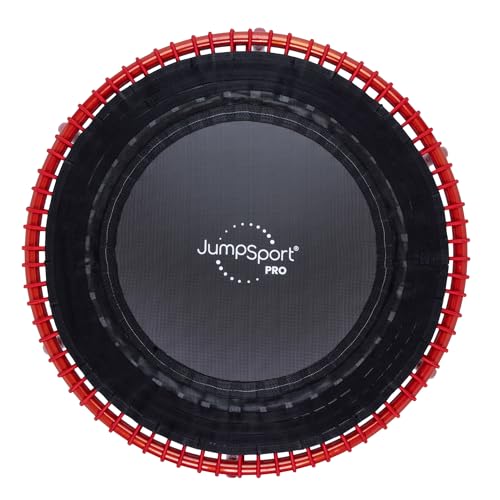 JumpSport 350 PRO 39 Inch Fitness Trampoline Indoor Rebounder Cardio Workout Equipment 300 lb Capacity - color: Ignite