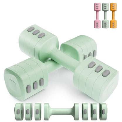 2-in-1 Adjustable Dumbbell Set for Women - 4 Levels (2.2lbs to 12.1lbs) - Home Gym Weights for Women at Home - Fitness Dumbbells