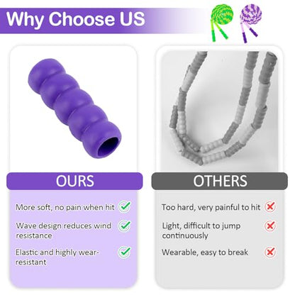 Jump Rope for Kids, Adjustable Jump Ropes for 4 5 6 7 8 10 12, Tangle Free - color: Green and Purple